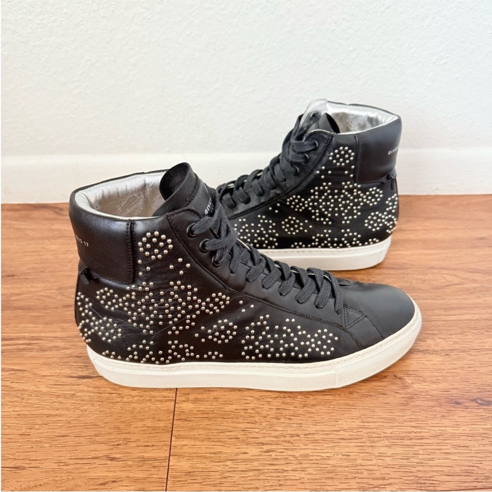 GIVENCHY Paris Black Studded High-Top Women's Sneakers Size 8 (EU 38)